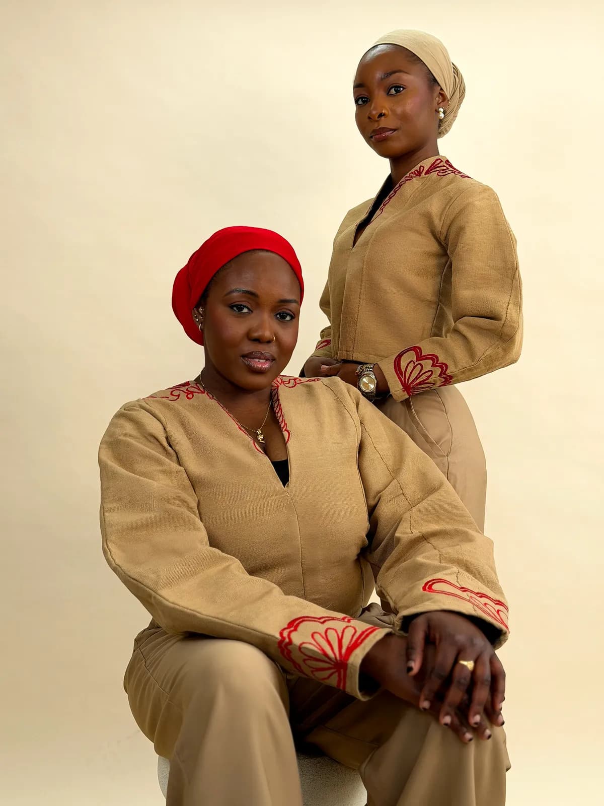 The ISE set in beige, full length