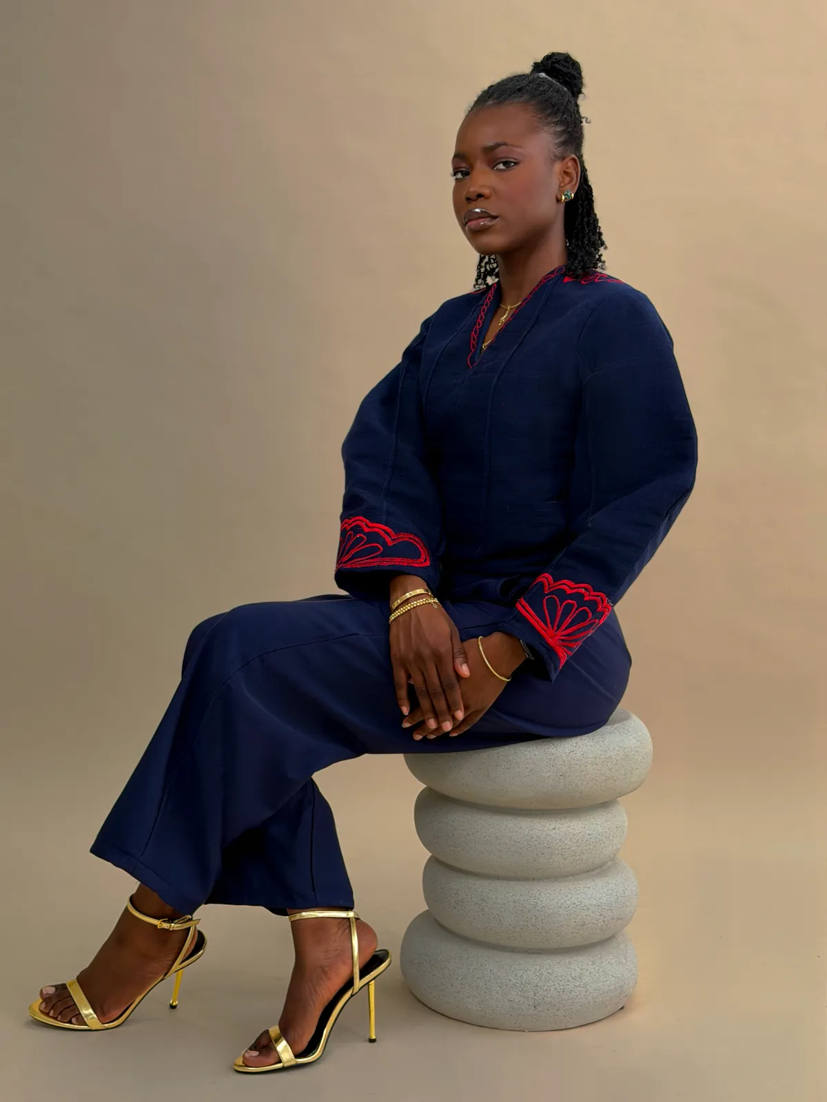 The ISE set in navy, full length